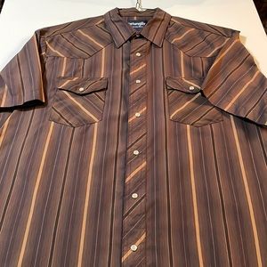 Wrangler Dark Brown Striped Cowboy Western Shirt XL